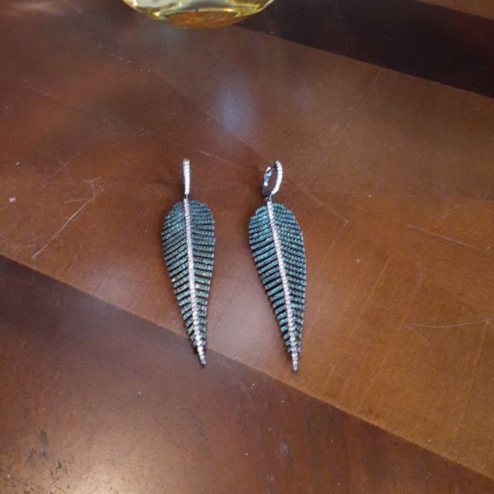 Green Fern Statement Earrings